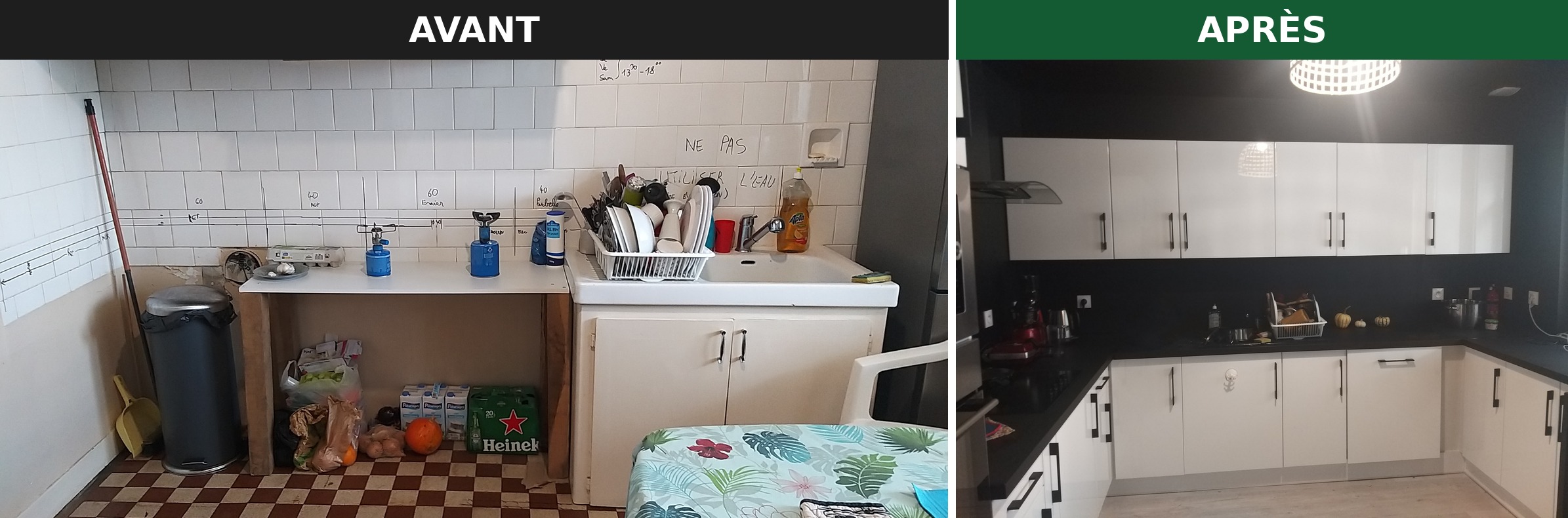 Rénovation de cuisine, avant et après